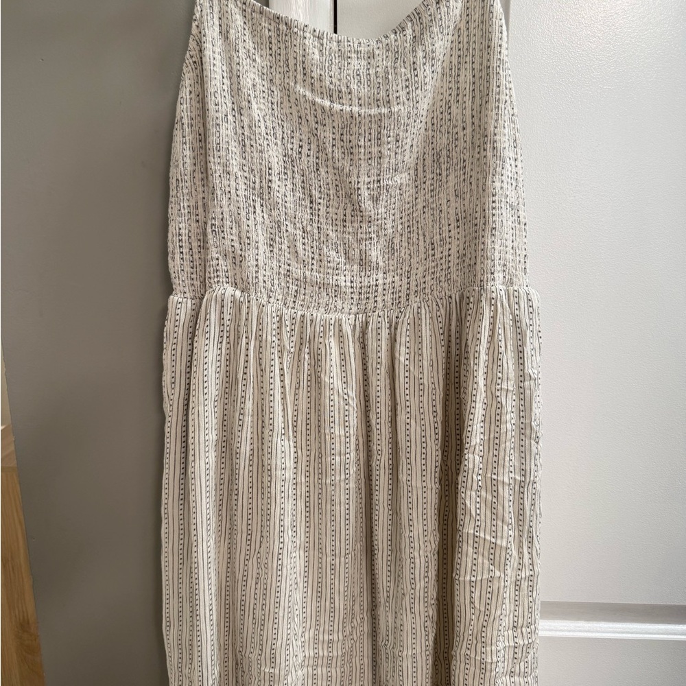 Cream and gray/black striped dress